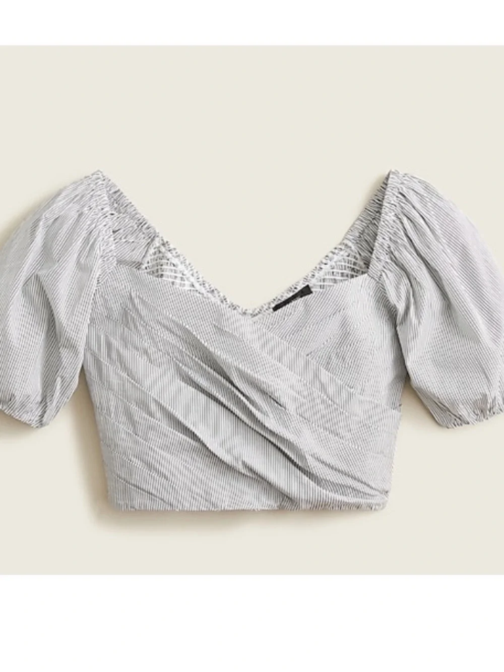 J. Crew White Cropped Sweetheart Puff-Sleeve Top S
